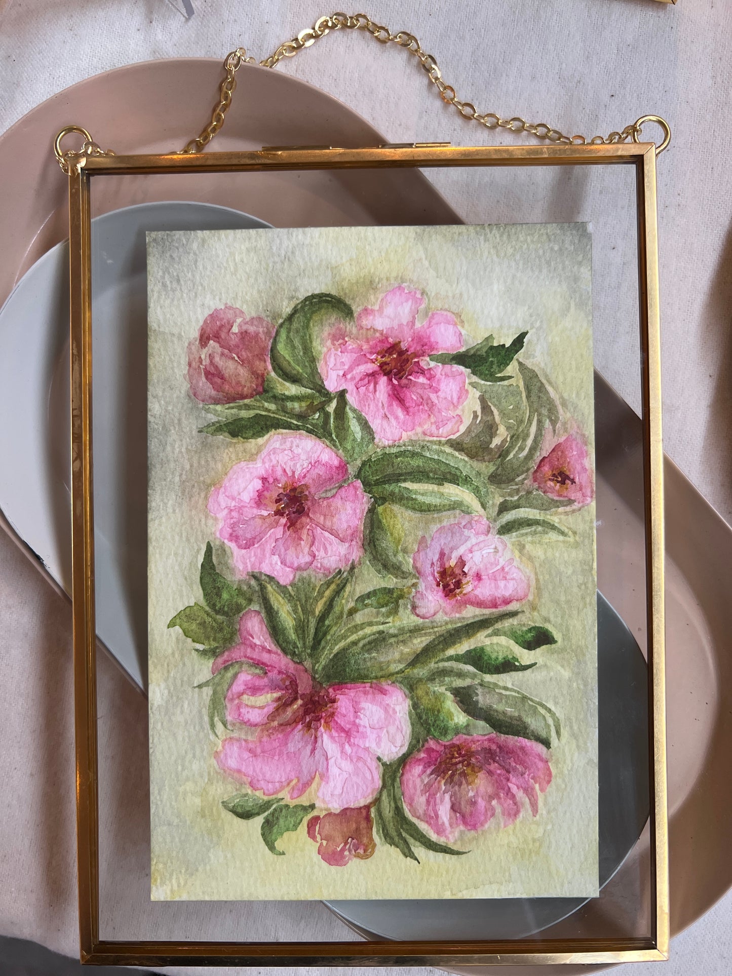 Floating Brass Frame - Pink Garden