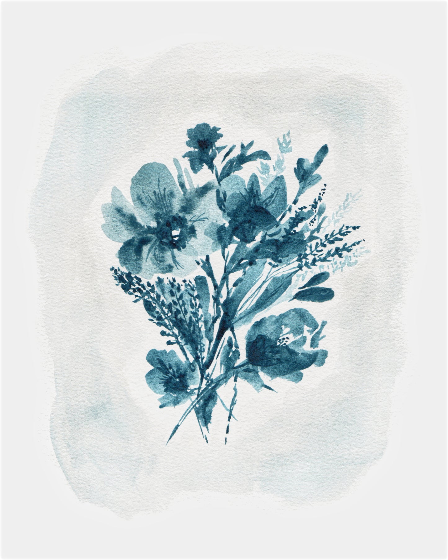 "Mayan Blue Bouquet" Art Print