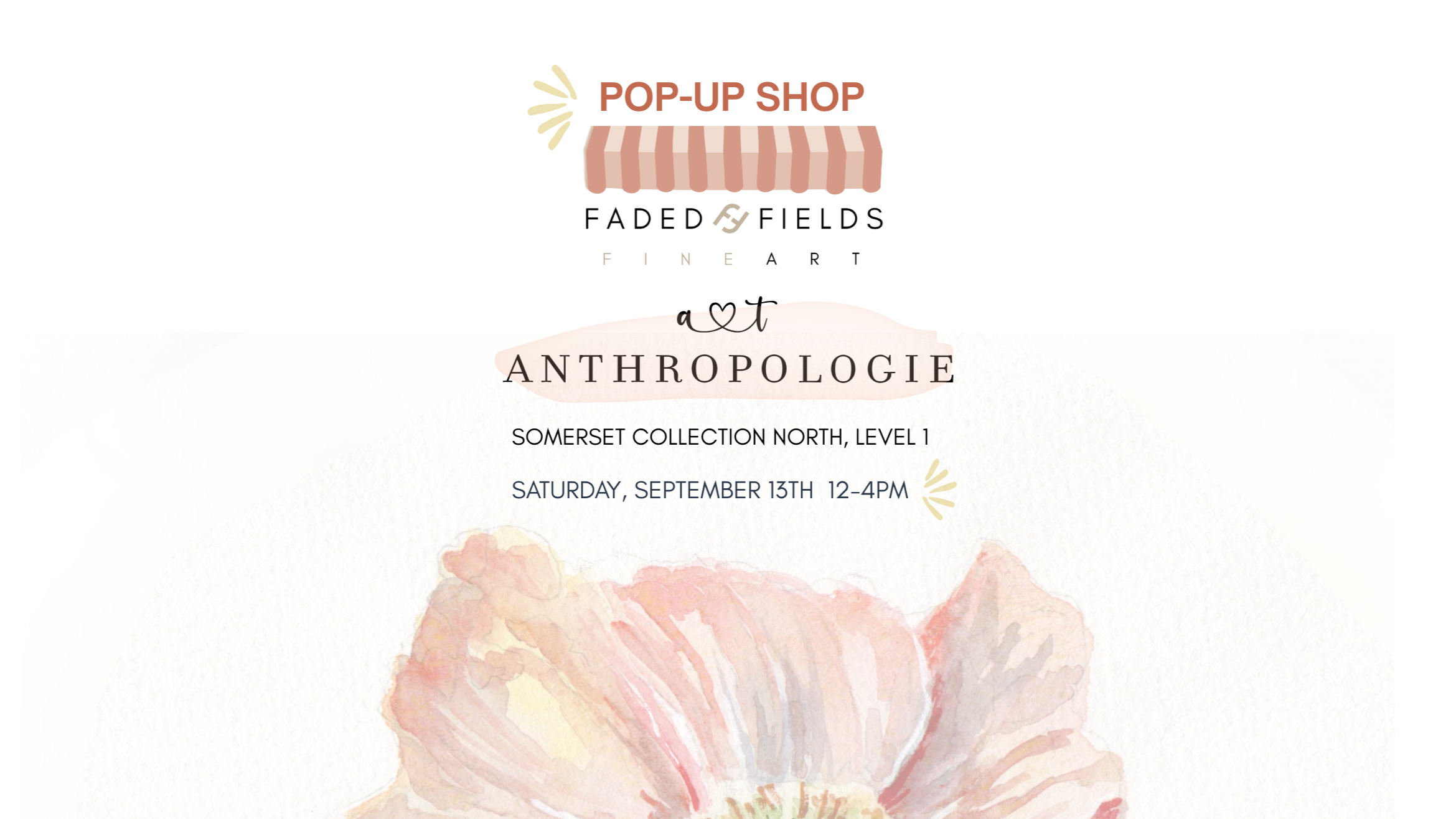 Advertisement for a Pop-Up Shop event at Anthropologie featuring floral design.