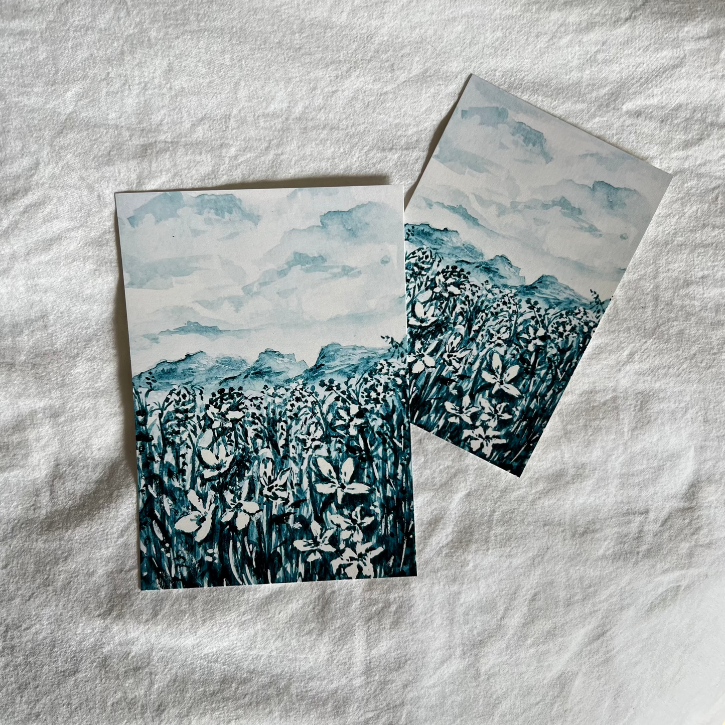 "Mayan Blue Flower Field" Art Print