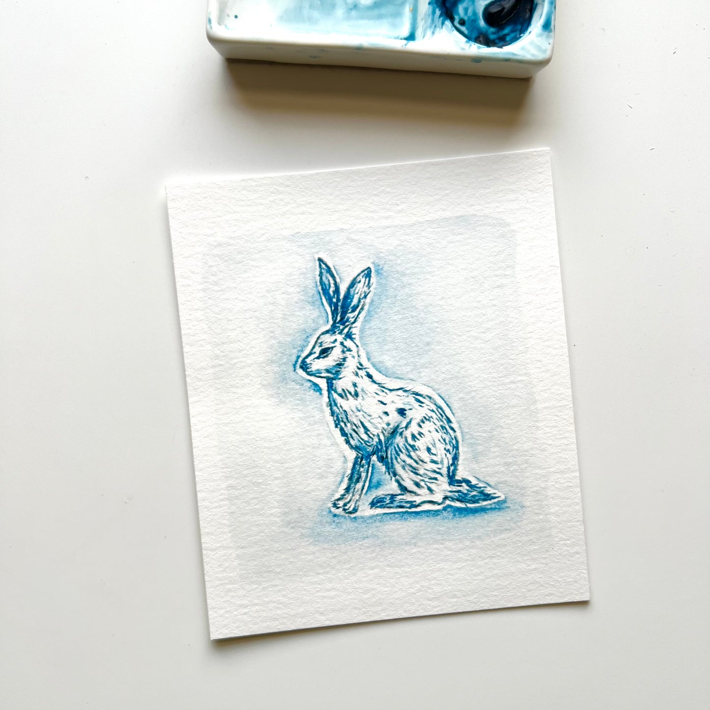 "Mayan Blue Rabbit" Art Print
