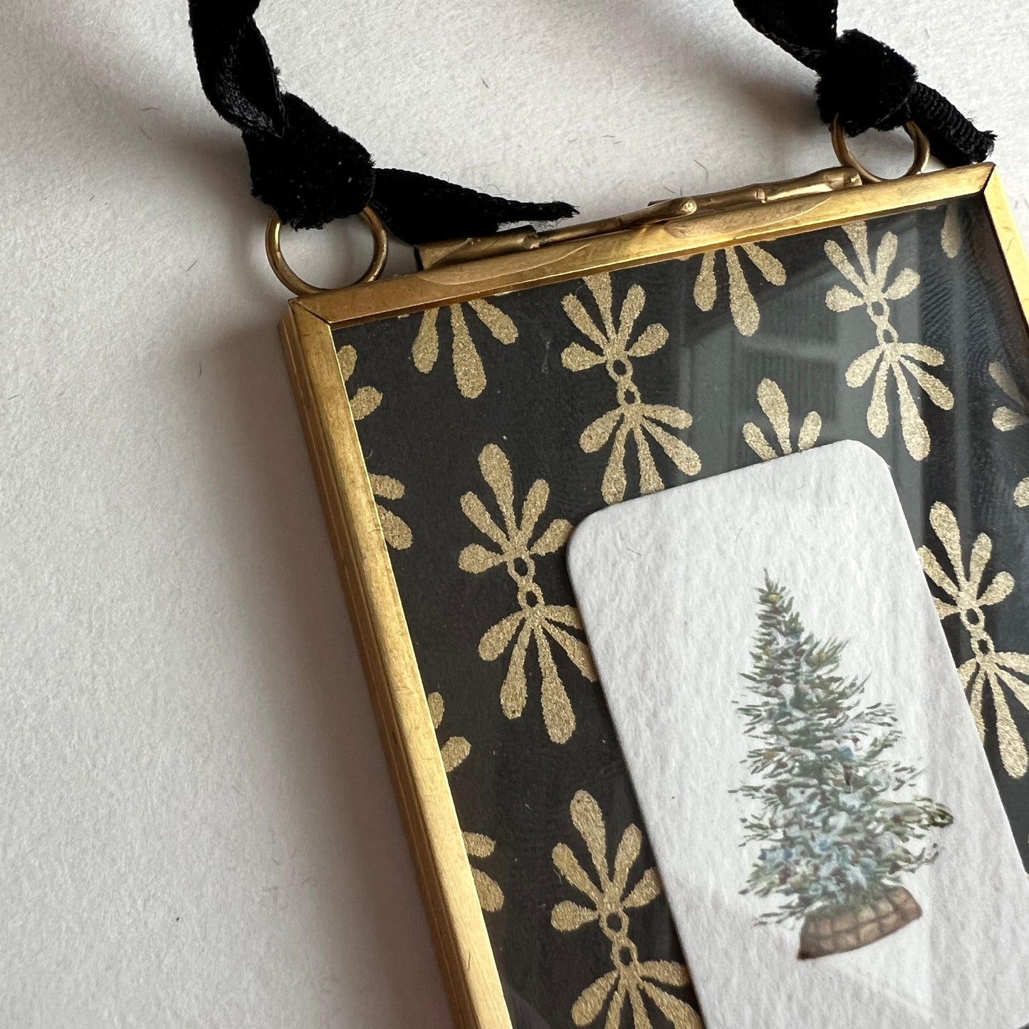 Brass + Glass Ornament - Mini Tree + Black