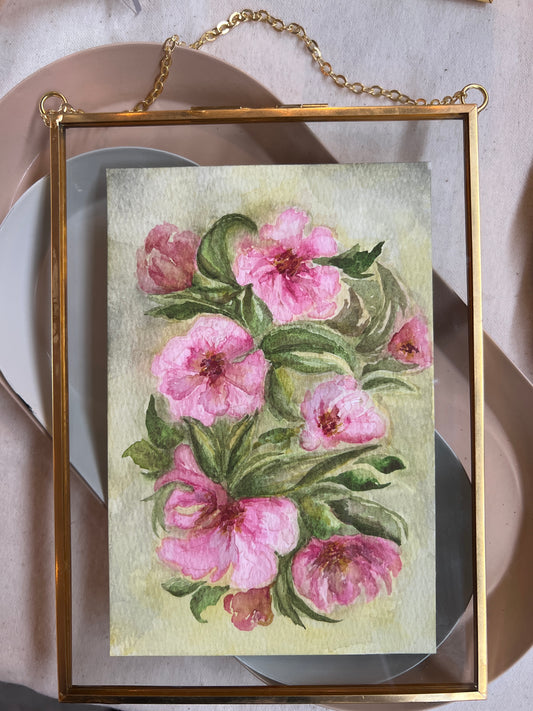 Floating Brass Frame - Pink Garden