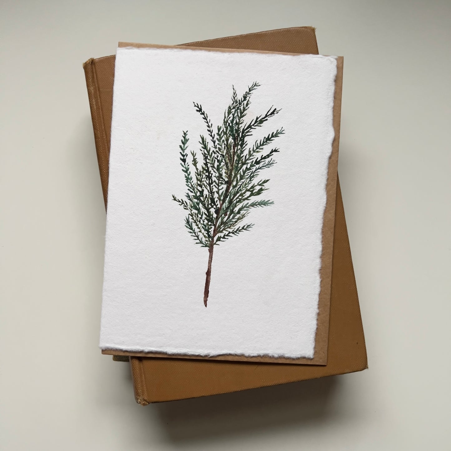 Fir Branch Hand Painted Card