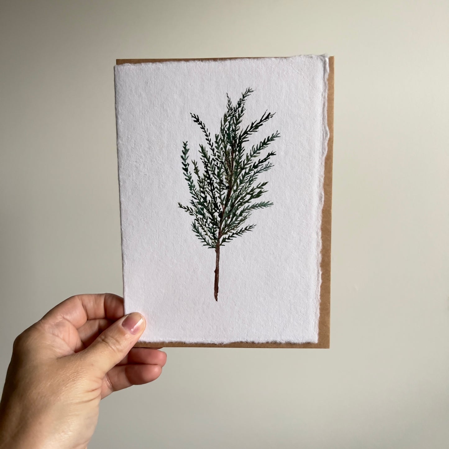 Fir Branch Hand Painted Card