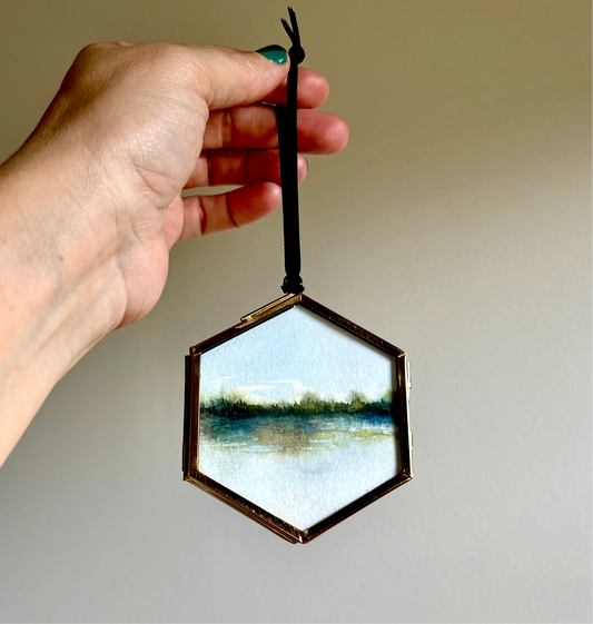 Hexagon Landscape Ornament