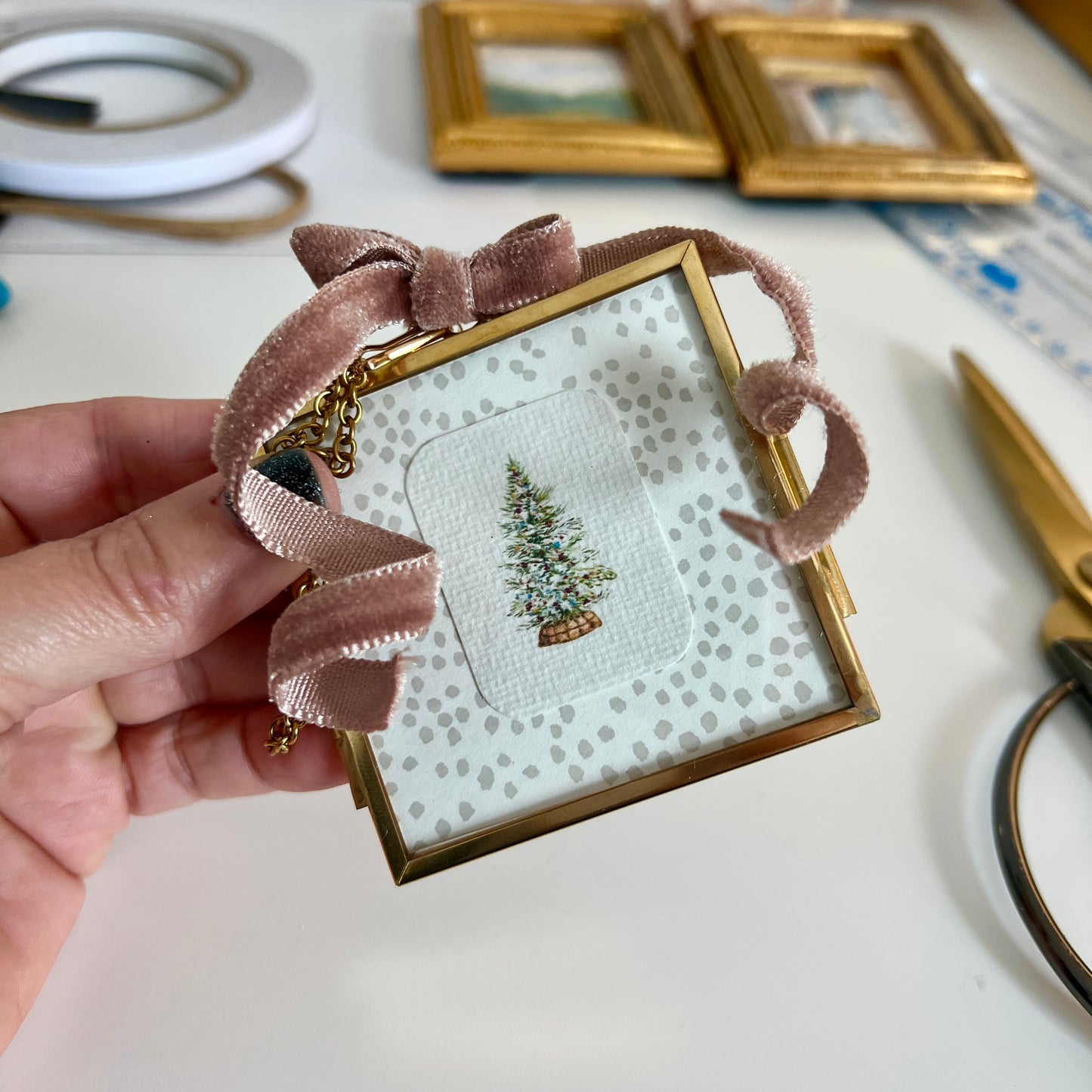 Brass + Glass Ornament - Blush Tree