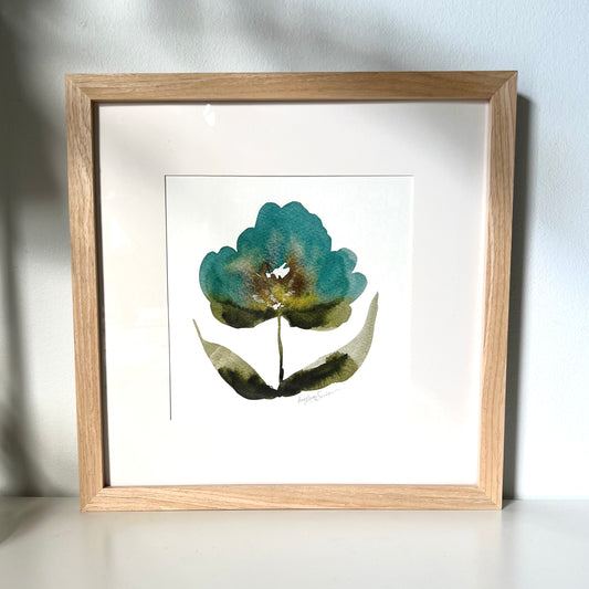 Framed Teal Bloom