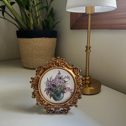 Antique Framed Lilac Vase