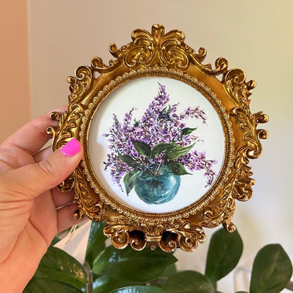 Antique Framed Lilac Vase