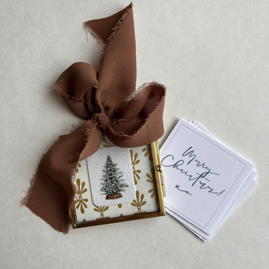 Brass + Glass Ornament - Mini Tree + Cream