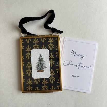 Brass + Glass Ornament - Mini Tree + Black