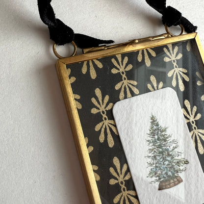 Brass + Glass Ornament - Mini Tree + Black
